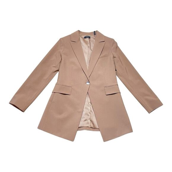 Theory NWOT Single-Breasted Blazer in Sevona Stretch Wool Truffle Size 6 - Picture 2 of 5